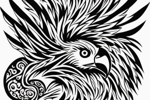 an eagle with spread wings and with a formidable wise look on the collarbones. Wings and paws are visible tattoo idea