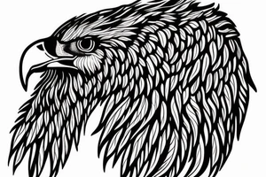 an eagle with spread wings and with a formidable wise look on the collarbones. Wings and paws are visible tattoo idea