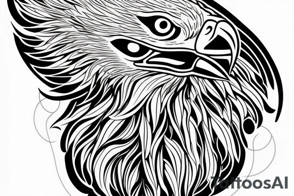 an eagle with spread wings and with a formidable wise look on the collarbones. Wings and paws are visible tattoo idea