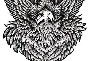 an eagle with spread wings and with a formidable wise look on the collarbones. Wings and paws are visible tattoo idea