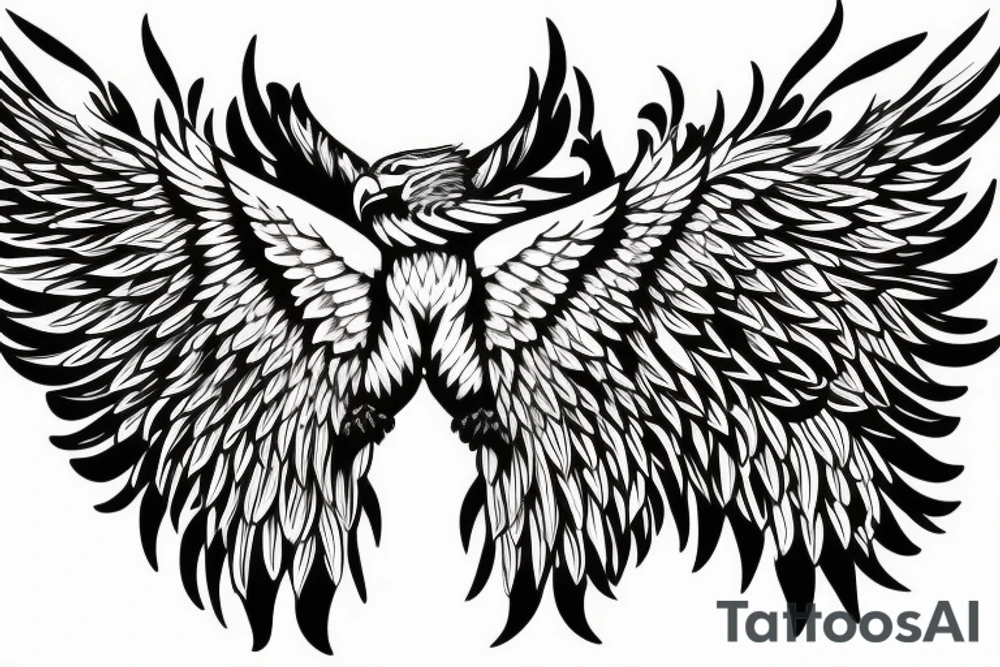 an eagle with spread wings and with a formidable wise look on the collarbones. Wings and paws are visible tattoo idea an eagle with spread wings and with a formidable wise look on the collarbones. Wings and paws are visible tattoo idea