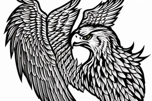 chest tattoo. an eagle with spread wings and with a formidable wise look. Wings and paws are visible. bright eyes. tattoo idea