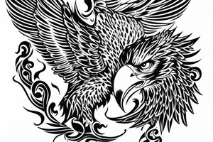 chest tattoo. an eagle with spread wings and with a formidable wise look. Wings and paws are visible. bright eyes. tattoo idea