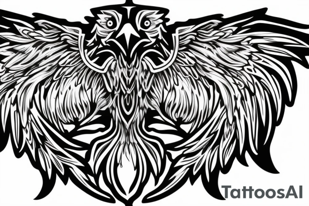 chest tattoo. an eagle with spread wings and with a formidable wise look. Wings and paws are visible. bright eyes. tattoo idea
