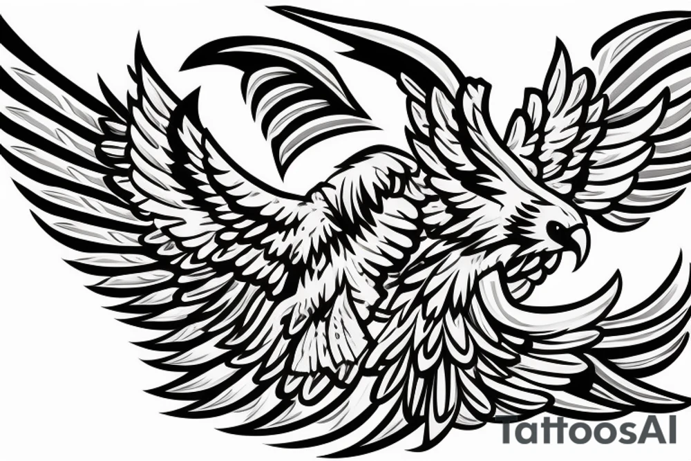 chest tattoo. an eagle with spread wings and with a formidable wise look. Wings and paws are visible. bright eyes. tattoo idea