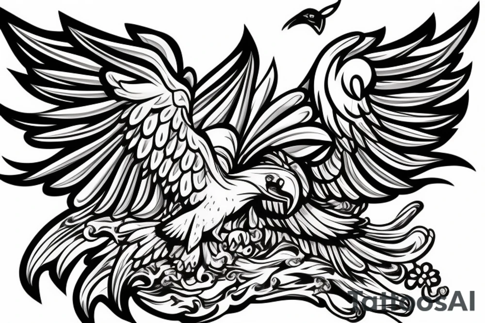 chest tattoo. an eagle with spread wings and with a formidable wise look. Wings and paws are visible. bright eyes. tattoo idea