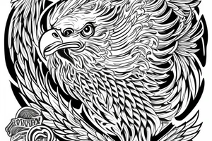 chest tattoo. an eagle with spread wings and with a formidable wise look. Wings and paws are visible. bright eyes. tattoo idea