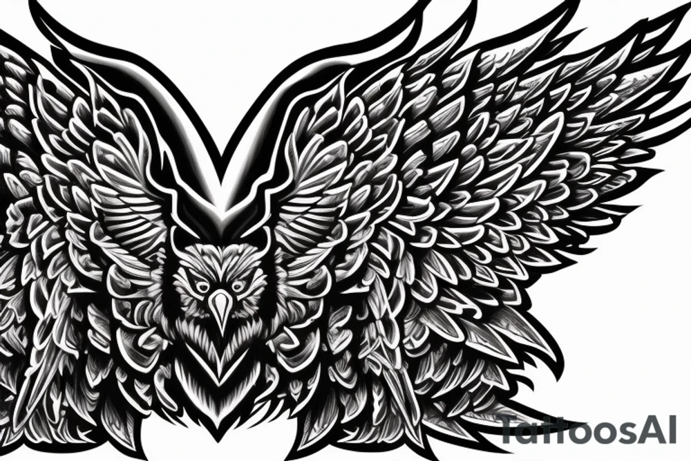 chest tattoo. an eagle with spread wings and with a formidable wise look. Wings and paws are visible. bright eyes. tattoo idea