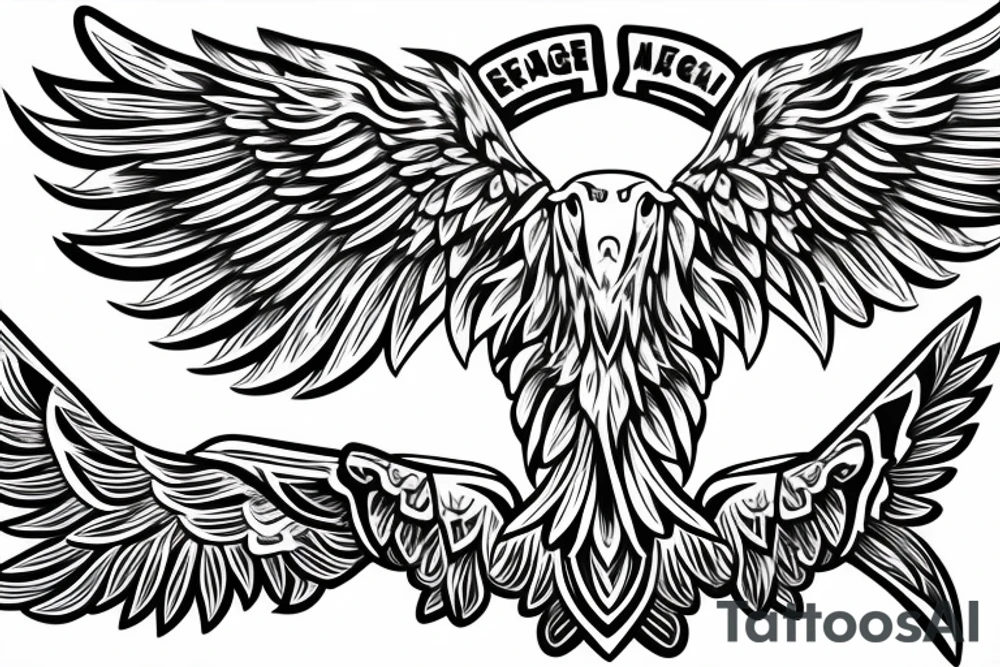 chest tattoo. an eagle with spread wings and with a formidable wise look. Wings and paws are visible. bright eyes. tattoo idea