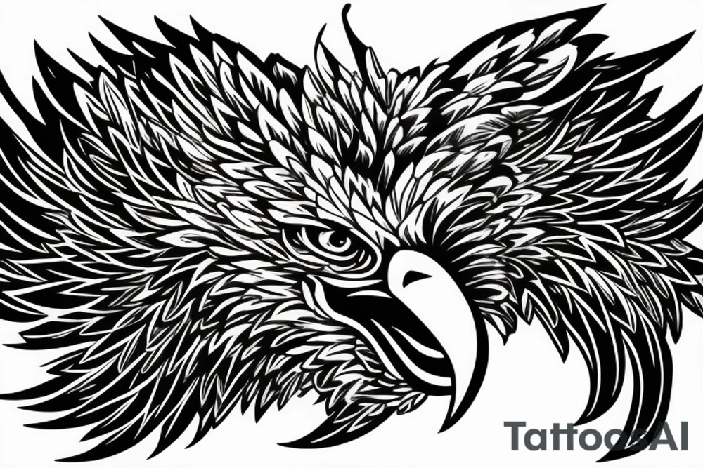 chest tattoo. an eagle with spread wings and with a formidable wise look. Wings and paws are visible. bright eyes. tattoo idea