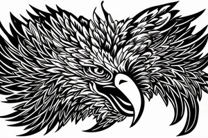 chest tattoo. an eagle with spread wings and with a formidable wise look. Wings and paws are visible. bright eyes. tattoo idea