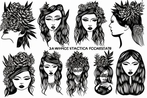 Woman’s face with hair made of succulents tattoo idea