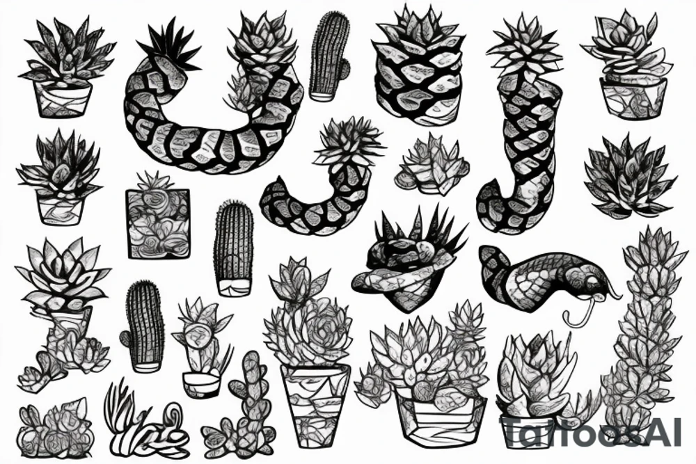 Snake with succulents tattoo idea