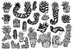Snake with succulents tattoo idea
