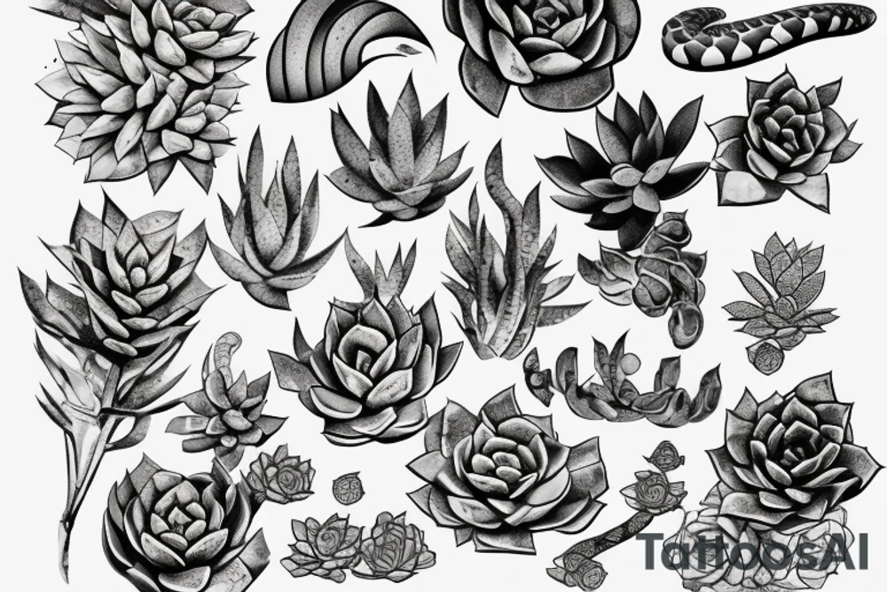 Snake with succulents tattoo idea