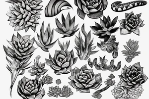 Snake with succulents tattoo idea