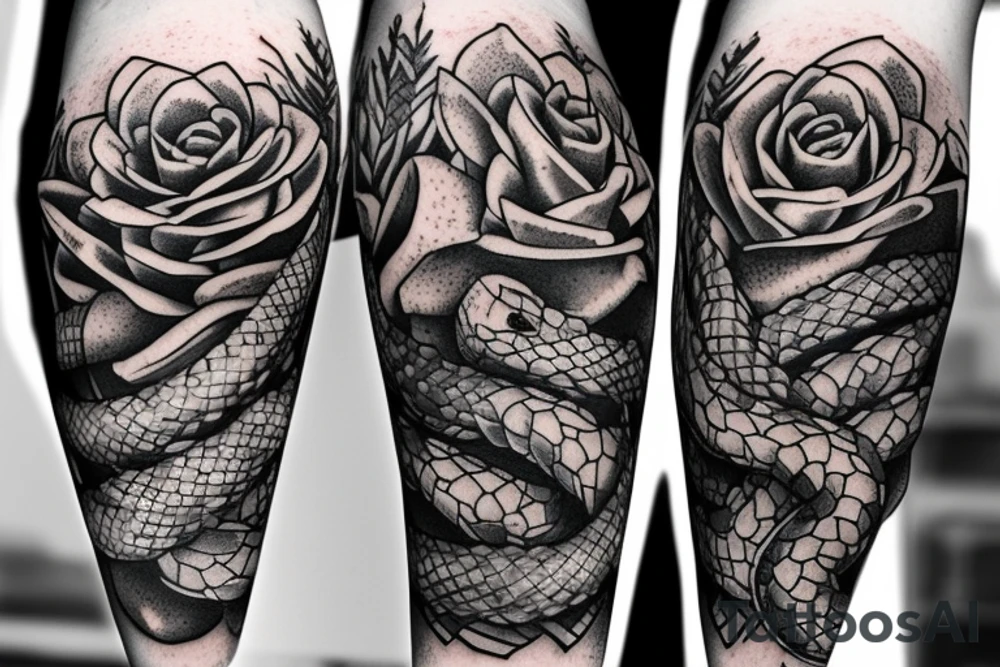 Snake with succulents tattoo idea