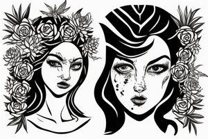 Woman with snake and succulents in hair tattoo idea