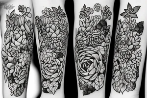 Cascading Succulents in woman’s hair tattoo idea