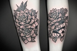 Woman with succulents cascading over one eye, snake over shoulder tattoo idea