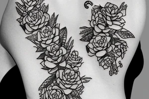 Woman with succulents cascading over one eye, snake over shoulder tattoo idea