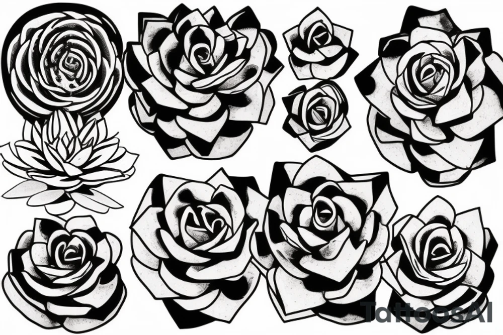 Rosette and pearl succulents tattoo idea