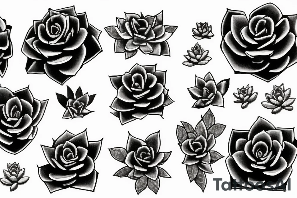 Rosette and pearl succulents tattoo idea