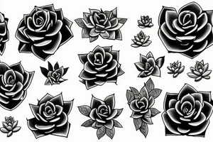 Rosette and pearl succulents tattoo idea