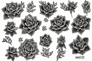 Cascading Rosette and pearl succulents tattoo idea