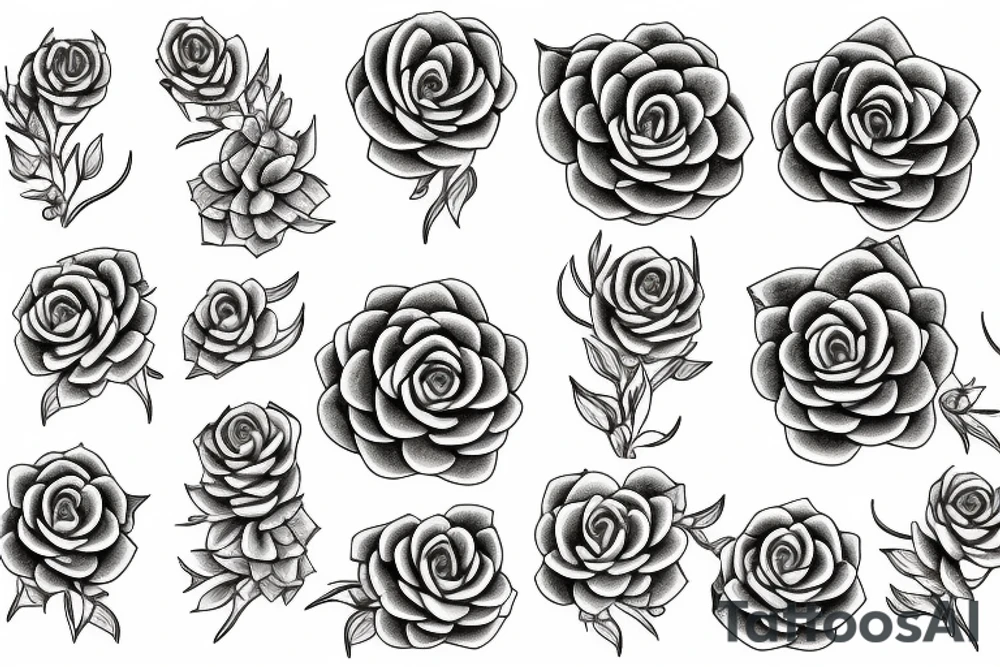 Cascading Rosette and pearl succulents tattoo idea