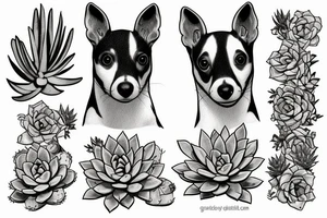 Rat Terrier with succulents tattoo idea