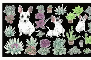 Rat Terrier with succulents tattoo idea