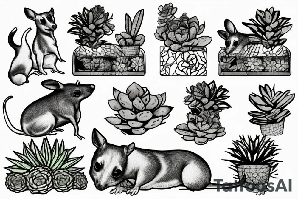 Rat Terrier with succulents tattoo idea