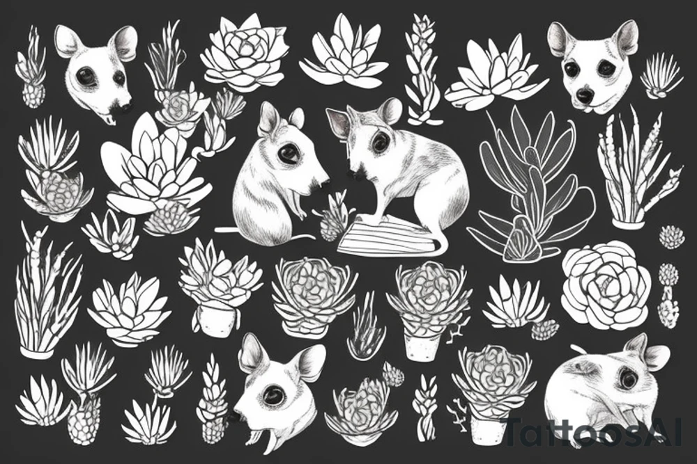 Rat Terrier with succulents tattoo idea