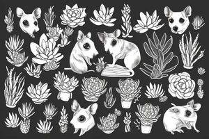 Rat Terrier with succulents tattoo idea
