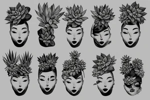 Half face with succulents tattoo idea
