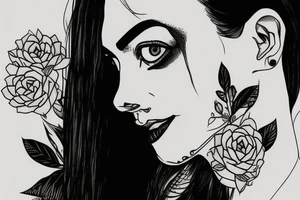 Half face with succulents tattoo idea