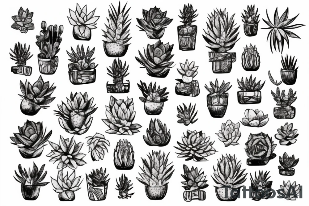 Side face with succulents tattoo idea