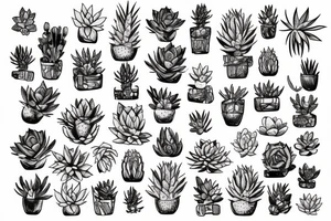 Side face with succulents tattoo idea