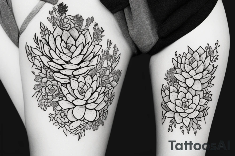Side face with succulents tattoo idea