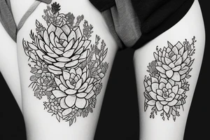 Side face with succulents tattoo idea