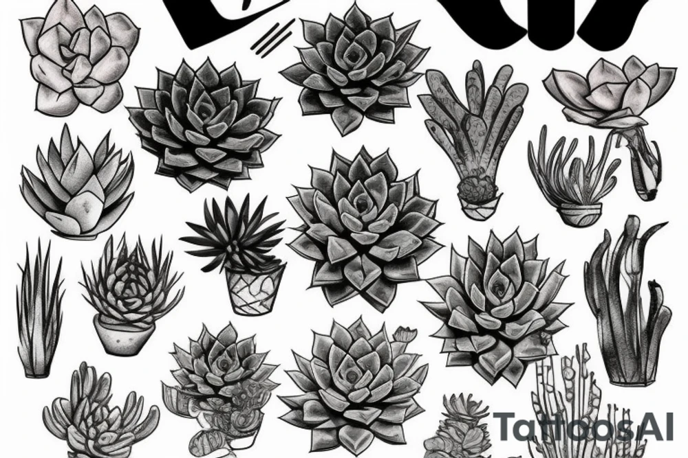 Side face with succulents tattoo idea