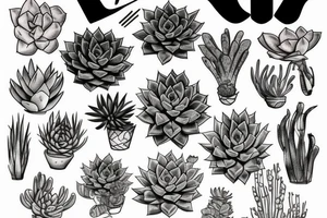 Side face with succulents tattoo idea