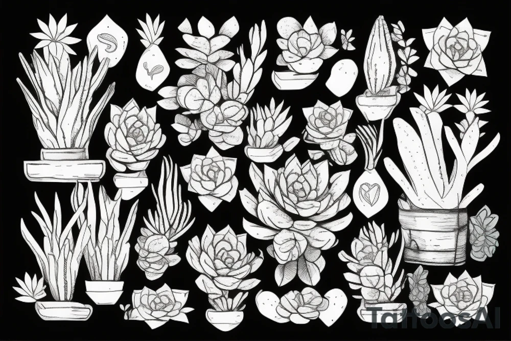 Side face with succulents tattoo idea
