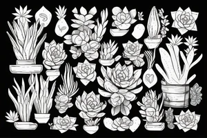 Side face with succulents tattoo idea