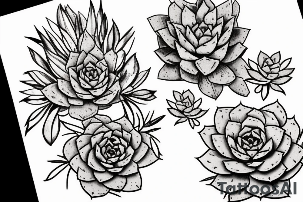 Side face with succulents tattoo idea