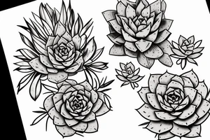 Side face with succulents tattoo idea