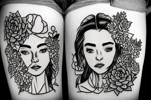 Side face with succulents tattoo idea