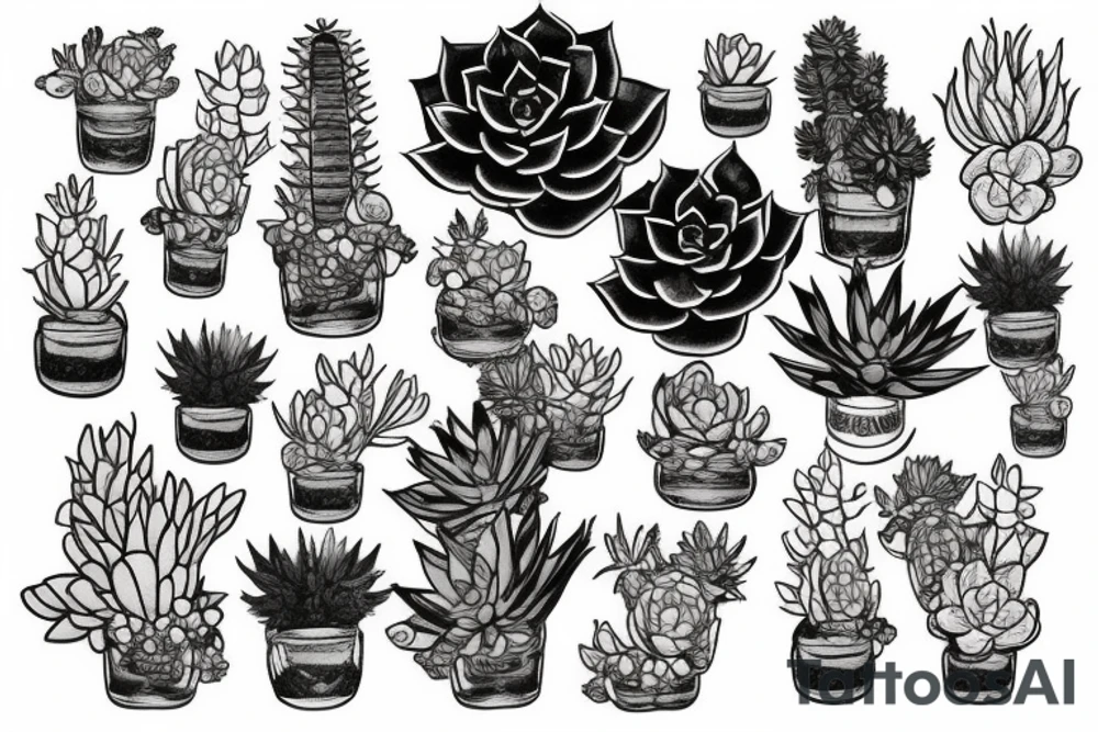 Side face with succulents tattoo idea