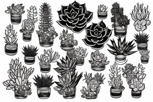 Side face with succulents tattoo idea